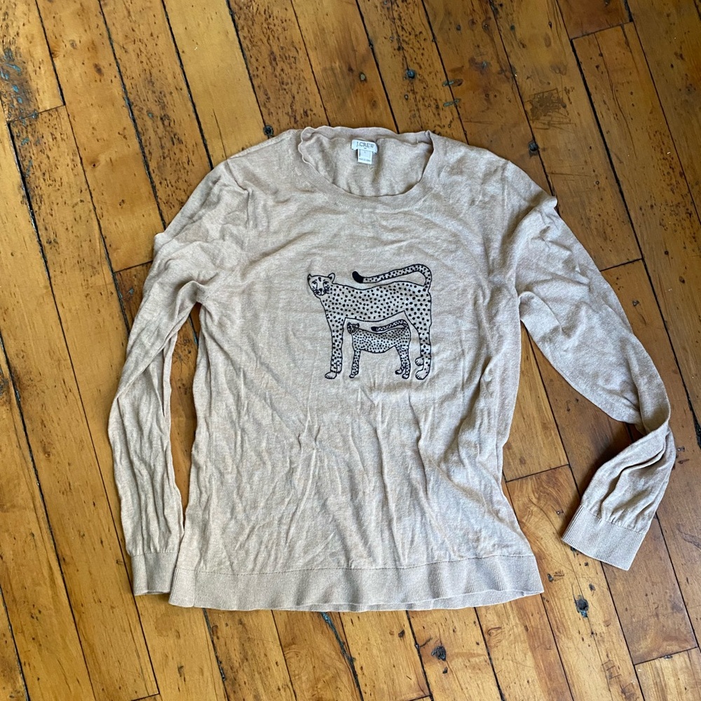 J. Crew cheetah cat sweater